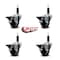 Service Caster 3'' Hard Rubber Swivel 1'' Expanding Stem Caster Set with Brake, 4PK SCC-EX20S314-HRS-PLB-1-4 - alternate 3